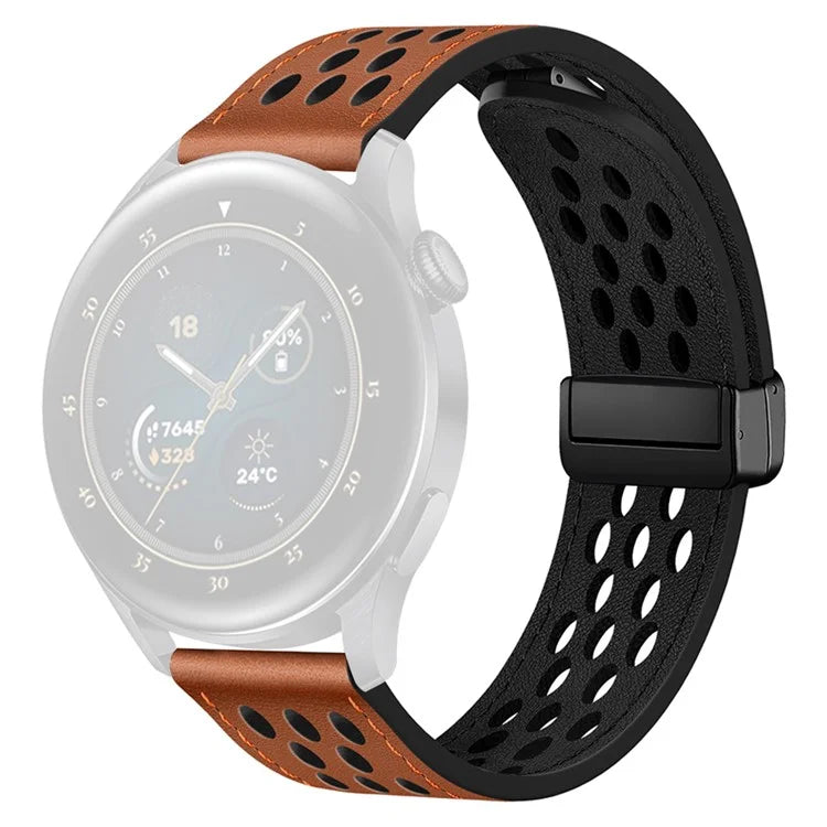 For Huawei Watch GT 4 46mm / 4 Pro / Samsung Galaxy Watch3 / Watch 4 Band Hollow-Out 22mm Leather Watch Strap