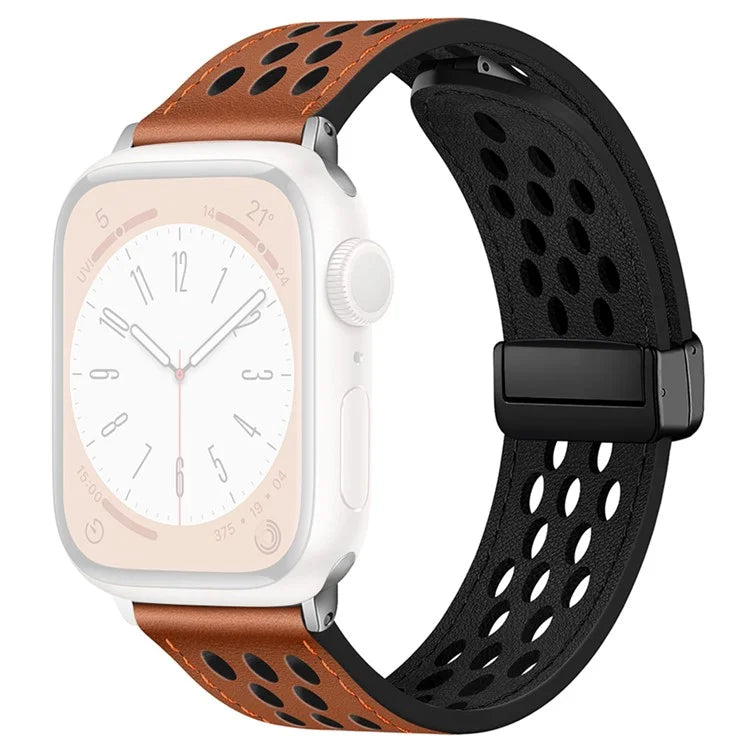 For Apple Watch Ultra 2 Ultra 49mm / Series 9 8 7 45mm / 6 5 4 SE (2023) SE (2022) SE 44mm / 3 2 1 42mm Breathable Strap Leather Watch Band