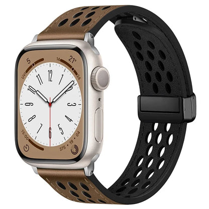 For Apple Watch Ultra 2 Ultra 49mm / Series 9 8 7 45mm / 6 5 4 SE (2023) SE (2022) SE 44mm / 3 2 1 42mm Breathable Strap Leather Watch Band