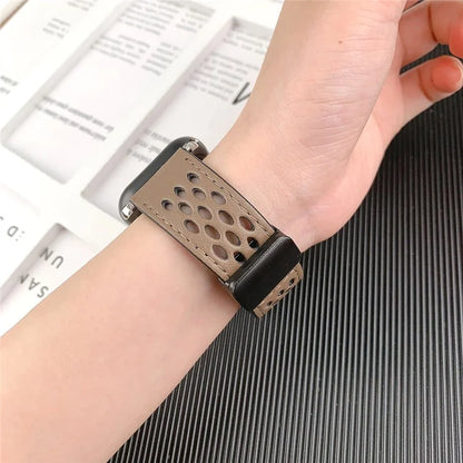 For Apple Watch Ultra 2 Ultra 49mm / Series 9 8 7 45mm / 6 5 4 SE (2023) SE (2022) SE 44mm / 3 2 1 42mm Breathable Strap Leather Watch Band