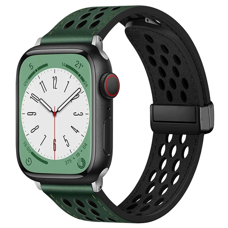 For Apple Watch Ultra 2 Ultra 49mm / Series 9 8 7 45mm / 6 5 4 SE (2023) SE (2022) SE 44mm / 3 2 1 42mm Breathable Strap Leather Watch Band