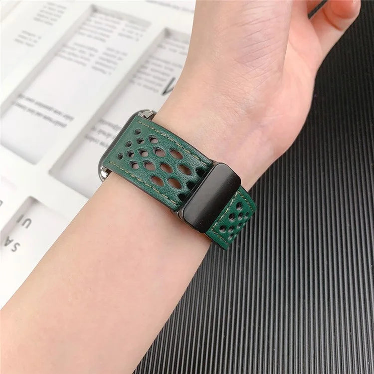 For Apple Watch Ultra 2 Ultra 49mm / Series 9 8 7 45mm / 6 5 4 SE (2023) SE (2022) SE 44mm / 3 2 1 42mm Breathable Strap Leather Watch Band