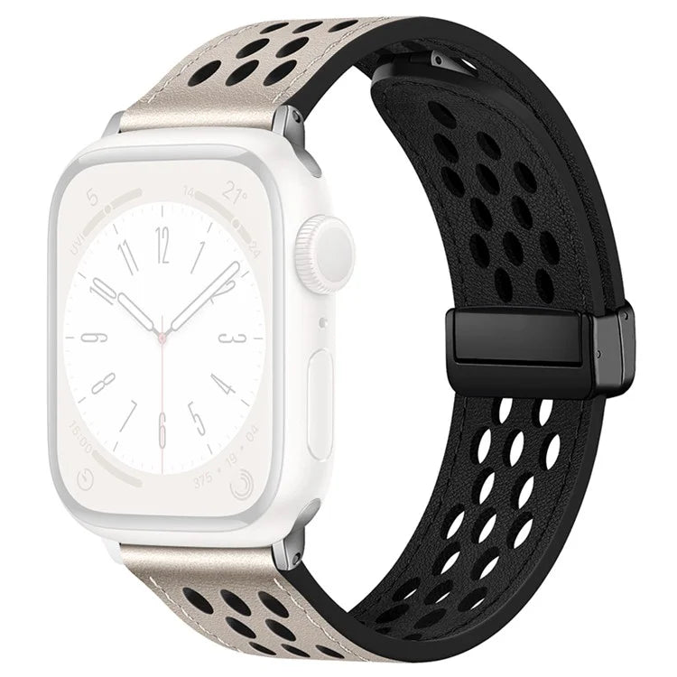 For Apple Watch Ultra 2 Ultra 49mm / Series 9 8 7 45mm / 6 5 4 SE (2023) SE (2022) SE 44mm / 3 2 1 42mm Breathable Strap Leather Watch Band