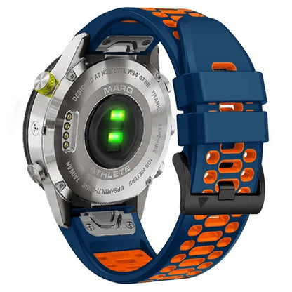 For Garmin Fenix 7 / 7 Pro Silicone Watch Strap 22mm Dual Color Band with 3 Rows Holes