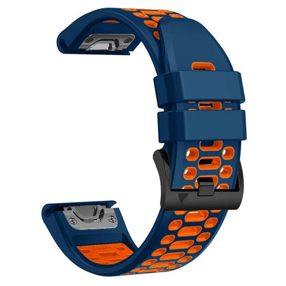 For Garmin Fenix 7 / 7 Pro Silicone Watch Strap 22mm Dual Color Band with 3 Rows Holes