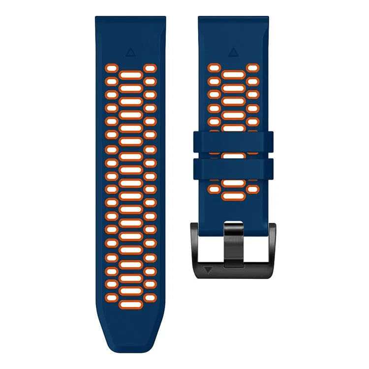 For Garmin Fenix 7 / 7 Pro Silicone Watch Strap 22mm Dual Color Band with 3 Rows Holes