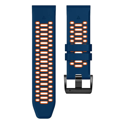 For Garmin Fenix 7 / 7 Pro Silicone Watch Strap 22mm Dual Color Band with 3 Rows Holes