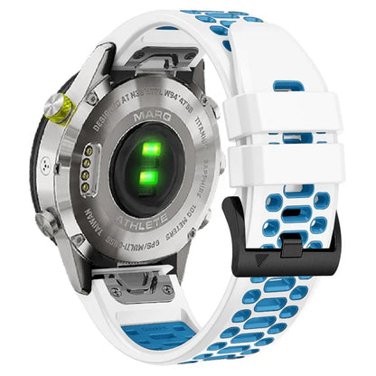 For Garmin Fenix 7 / 7 Pro Silicone Watch Strap 22mm Dual Color Band with 3 Rows Holes