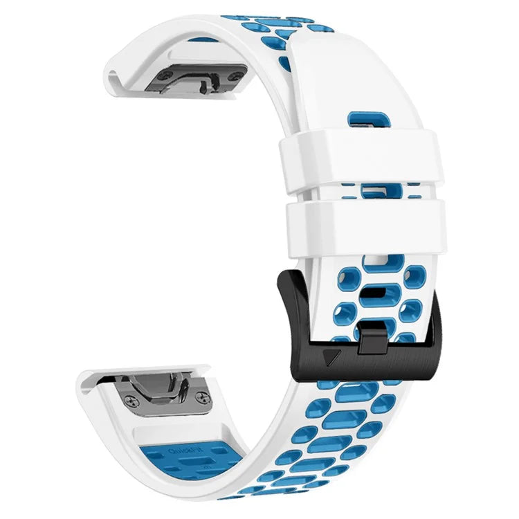 For Garmin Fenix 7 / 7 Pro Silicone Watch Strap 22mm Dual Color Band with 3 Rows Holes