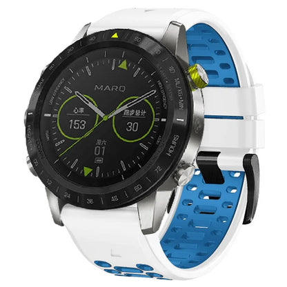 For Garmin Fenix 7 / 7 Pro Silicone Watch Strap 22mm Dual Color Band with 3 Rows Holes