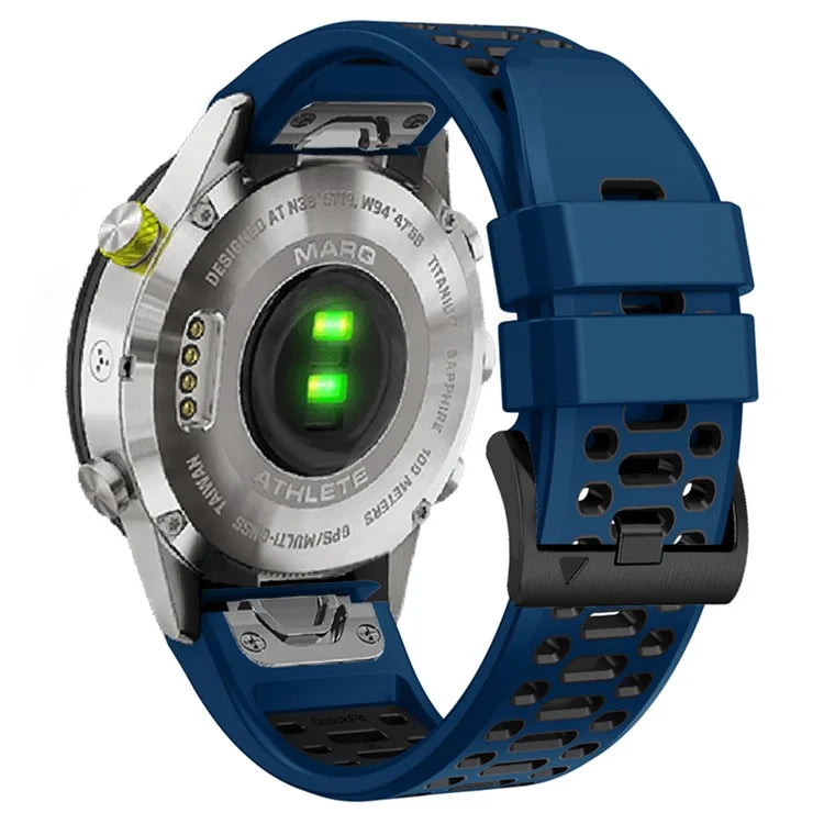 For Garmin Fenix 7 / 7 Pro Silicone Watch Strap 22mm Dual Color Band with 3 Rows Holes