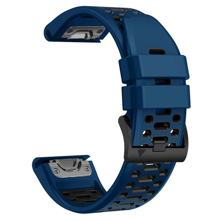 For Garmin Fenix 7 / 7 Pro Silicone Watch Strap 22mm Dual Color Band with 3 Rows Holes
