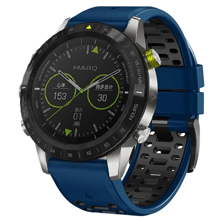 For Garmin Fenix 7 / 7 Pro Silicone Watch Strap 22mm Dual Color Band with 3 Rows Holes
