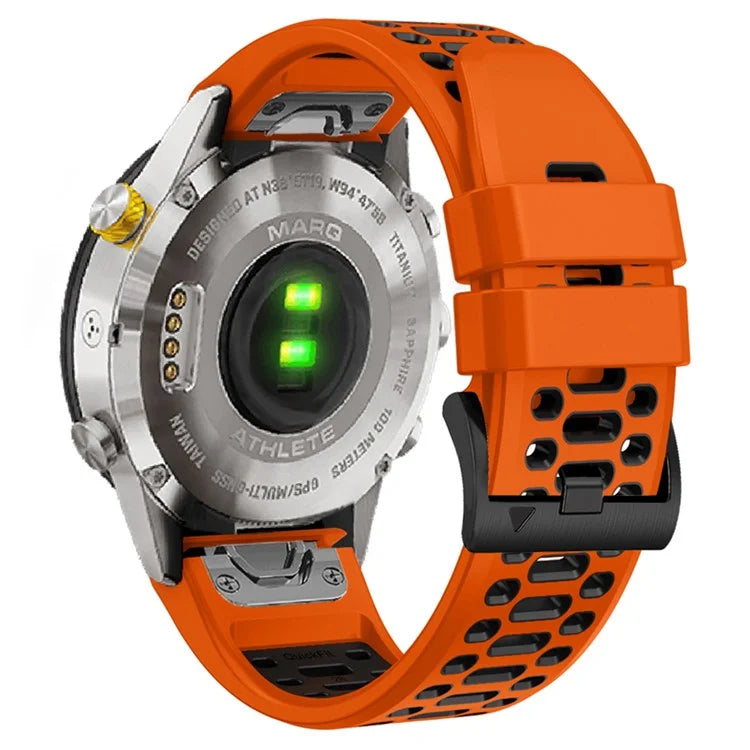 For Garmin Fenix 7 / 7 Pro Silicone Watch Strap 22mm Dual Color Band with 3 Rows Holes