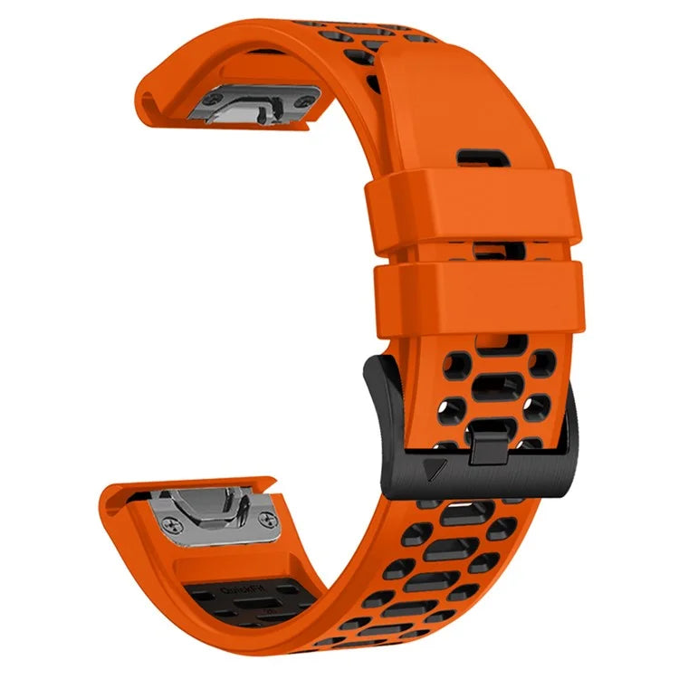 For Garmin Fenix 7 / 7 Pro Silicone Watch Strap 22mm Dual Color Band with 3 Rows Holes