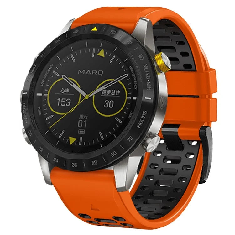 For Garmin Fenix 7 / 7 Pro Silicone Watch Strap 22mm Dual Color Band with 3 Rows Holes
