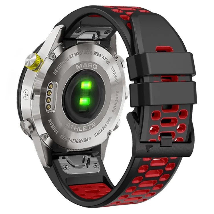 For Garmin Fenix 7 / 7 Pro Silicone Watch Strap 22mm Dual Color Band with 3 Rows Holes