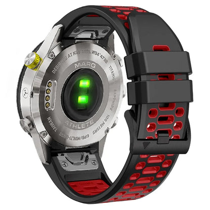 For Garmin Fenix 7 / 7 Pro Silicone Watch Strap 22mm Dual Color Band with 3 Rows Holes