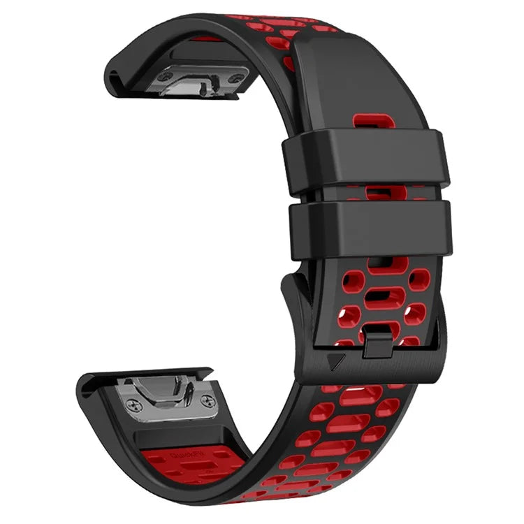 For Garmin Fenix 7 / 7 Pro Silicone Watch Strap 22mm Dual Color Band with 3 Rows Holes