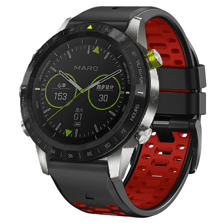 For Garmin Fenix 7 / 7 Pro Silicone Watch Strap 22mm Dual Color Band with 3 Rows Holes