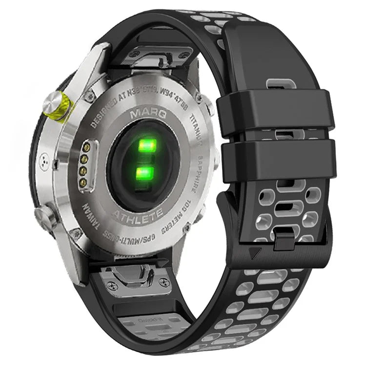 For Garmin Fenix 7 / 7 Pro Silicone Watch Strap 22mm Dual Color Band with 3 Rows Holes