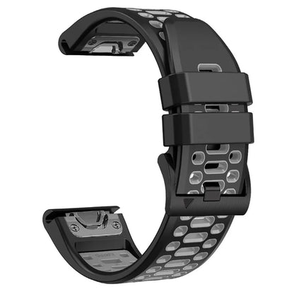 For Garmin Fenix 7 / 7 Pro Silicone Watch Strap 22mm Dual Color Band with 3 Rows Holes