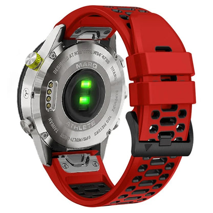 For Garmin Fenix 7 / 7 Pro Silicone Watch Strap 22mm Dual Color Band with 3 Rows Holes