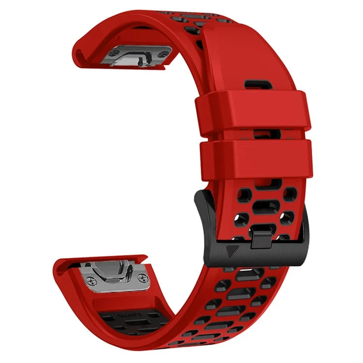 For Garmin Fenix 7 / 7 Pro Silicone Watch Strap 22mm Dual Color Band with 3 Rows Holes