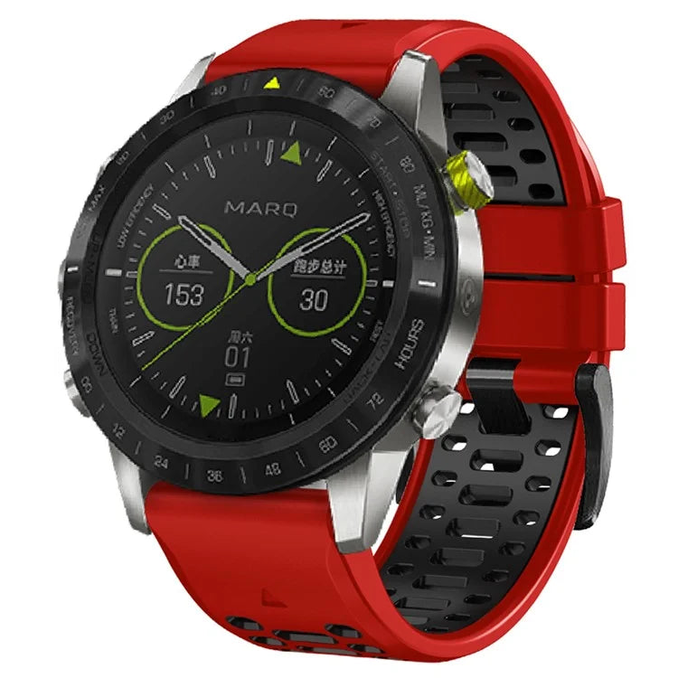 For Garmin Fenix 7 / 7 Pro Silicone Watch Strap 22mm Dual Color Band with 3 Rows Holes