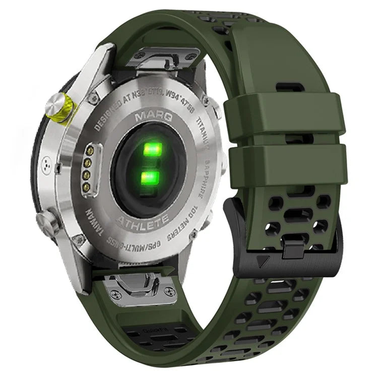 For Garmin Fenix 7 / 7 Pro Silicone Watch Strap 22mm Dual Color Band with 3 Rows Holes