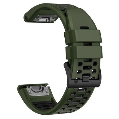 For Garmin Fenix 7 / 7 Pro Silicone Watch Strap 22mm Dual Color Band with 3 Rows Holes