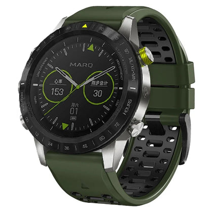 For Garmin Fenix 7 / 7 Pro Silicone Watch Strap 22mm Dual Color Band with 3 Rows Holes
