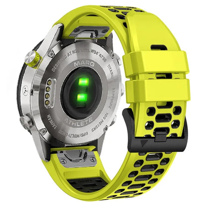 For Garmin Fenix 7 / 7 Pro Silicone Watch Strap 22mm Dual Color Band with 3 Rows Holes