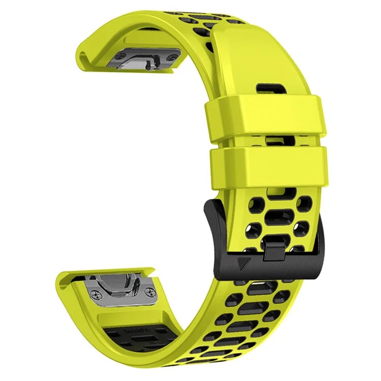 For Garmin Fenix 7 / 7 Pro Silicone Watch Strap 22mm Dual Color Band with 3 Rows Holes