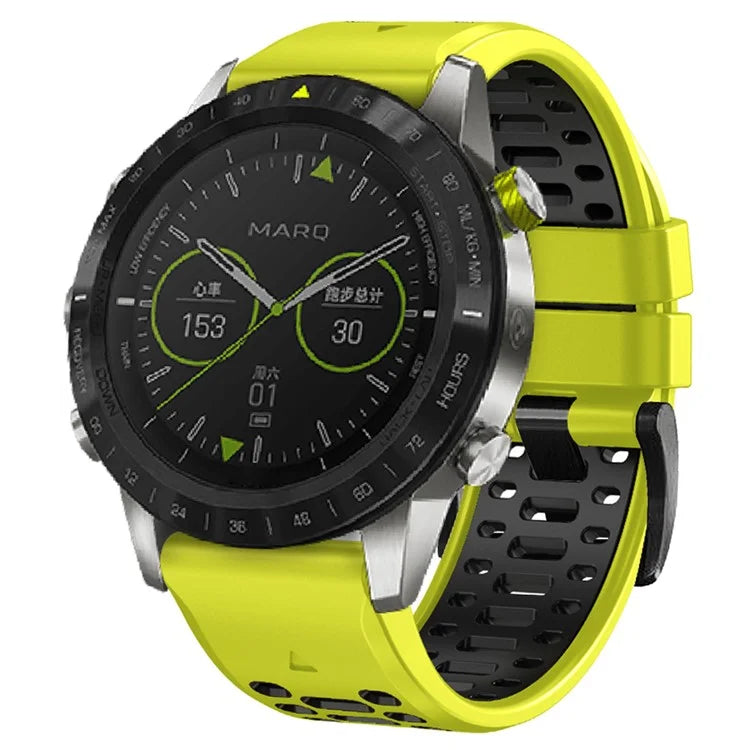 For Garmin Fenix 7 / 7 Pro Silicone Watch Strap 22mm Dual Color Band with 3 Rows Holes