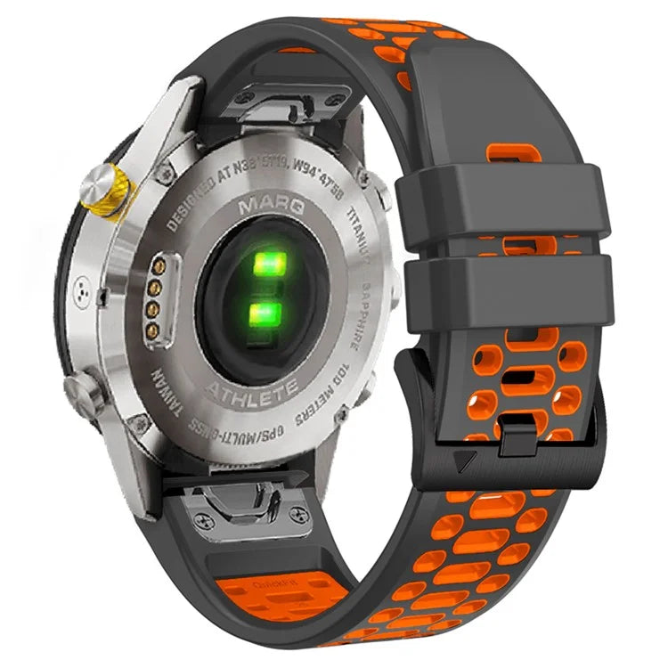 For Garmin Fenix 7 / 7 Pro Silicone Watch Strap 22mm Dual Color Band with 3 Rows Holes