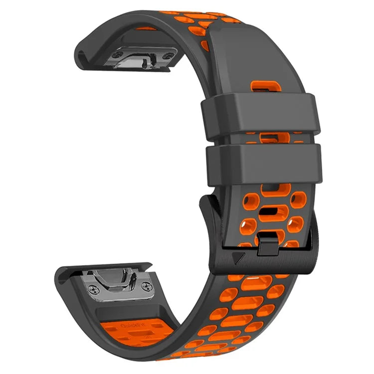 For Garmin Fenix 7 / 7 Pro Silicone Watch Strap 22mm Dual Color Band with 3 Rows Holes