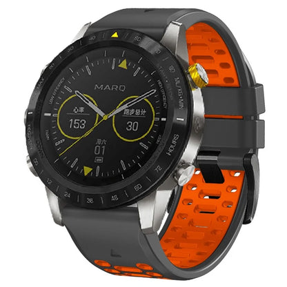 For Garmin Fenix 7 / 7 Pro Silicone Watch Strap 22mm Dual Color Band with 3 Rows Holes
