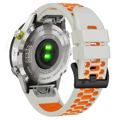 For Garmin Fenix 7 / 7 Pro Silicone Watch Strap 22mm Dual Color Band with 3 Rows Holes