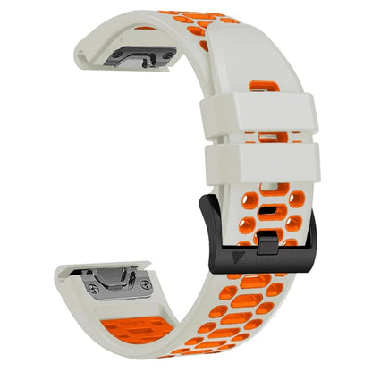 For Garmin Fenix 7 / 7 Pro Silicone Watch Strap 22mm Dual Color Band with 3 Rows Holes