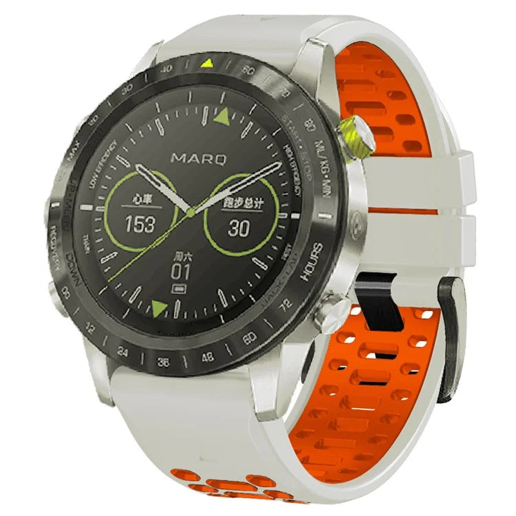For Garmin Fenix 7 / 7 Pro Silicone Watch Strap 22mm Dual Color Band with 3 Rows Holes