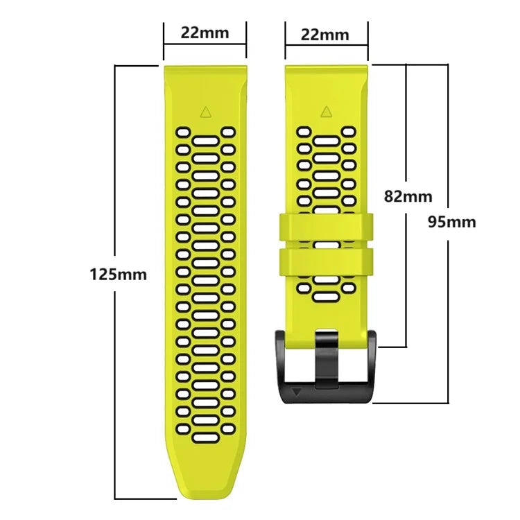 For Garmin Fenix 7 / 7 Pro Silicone Watch Strap 22mm Dual Color Band with 3 Rows Holes
