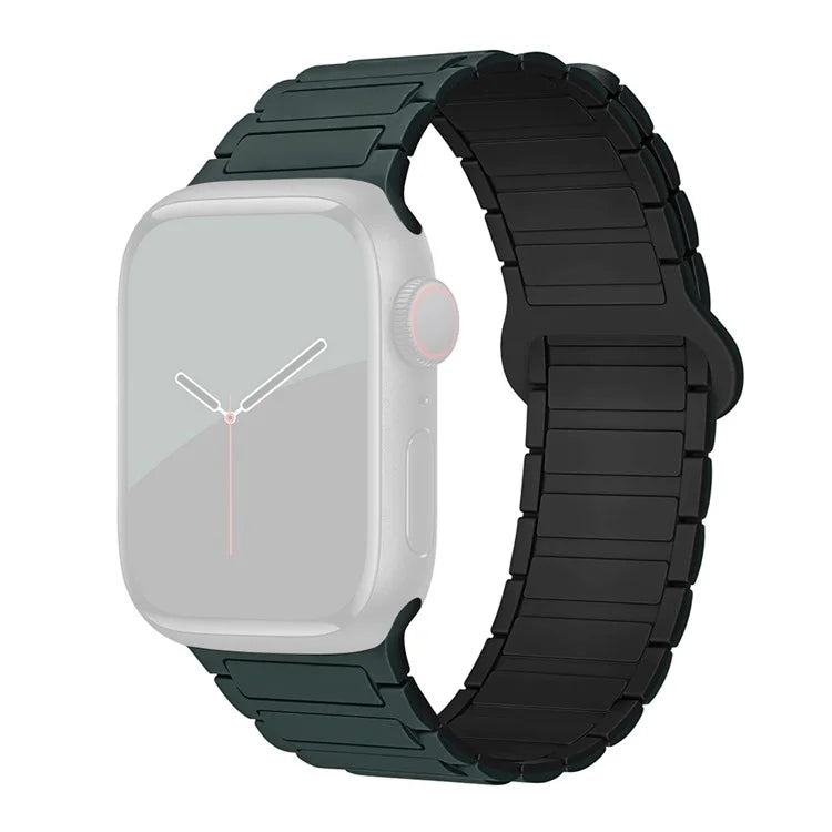 For Apple Watch Ultra 2 Ultra 49mm / 9 8 7 45mm / 6 5 4 SE (2022) SE (2023) SE 44mm / 3 2 1 42mm Silicone Strap Magneticish Green / Black
