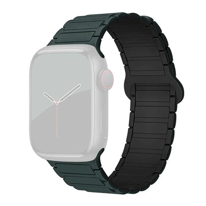 For Apple Watch Ultra 2 Ultra 49mm / 9 8 7 45mm / 6 5 4 SE (2022) SE (2023) SE 44mm / 3 2 1 42mm Silicone Strap Magneticish Green / Black