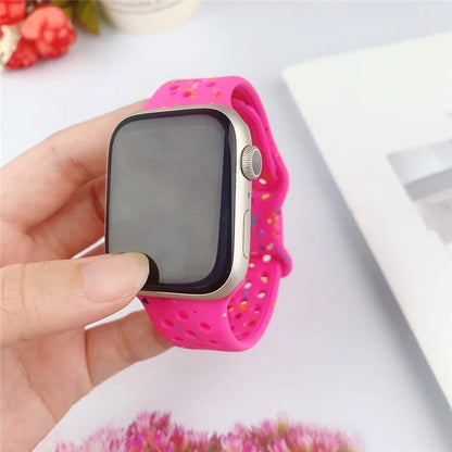 For Apple Watch Ultra 2 Ultra 49mm / Series 9 8 7 45mm / 6 5 4 SE (2022) SE (2023) SE 44mm / 3 2 1 42mm Confetti Decor Silicone Strap