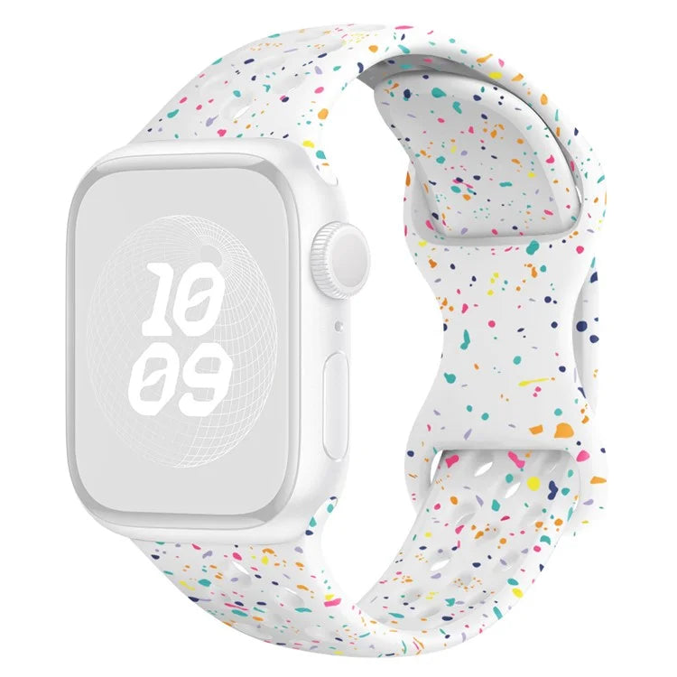 For Apple Watch Ultra 2 Ultra 49mm / Series 9 8 7 45mm / 6 5 4 SE (2022) SE (2023) SE 44mm / 3 2 1 42mm Confetti Decor Silicone Strap