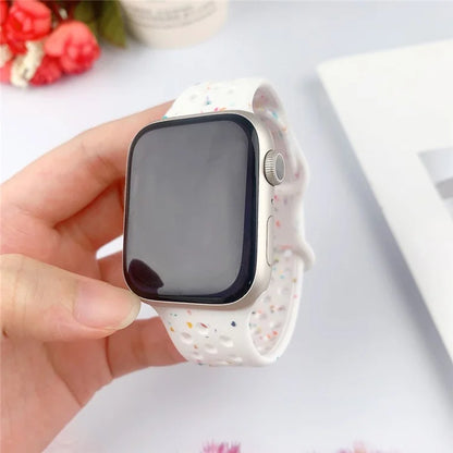 For Apple Watch Ultra 2 Ultra 49mm / Series 9 8 7 45mm / 6 5 4 SE (2022) SE (2023) SE 44mm / 3 2 1 42mm Confetti Decor Silicone Strap