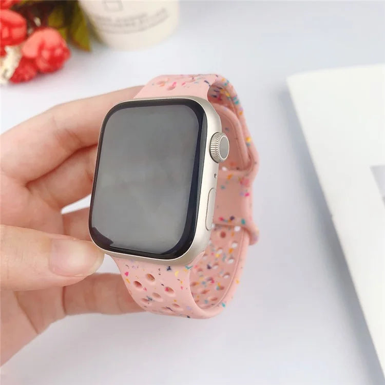 For Apple Watch Ultra 2 Ultra 49mm / Series 9 8 7 45mm / 6 5 4 SE (2022) SE (2023) SE 44mm / 3 2 1 42mm Confetti Decor Silicone Strap
