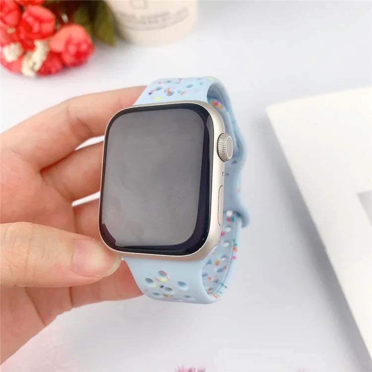 For Apple Watch Ultra 2 Ultra 49mm / Series 9 8 7 45mm / 6 5 4 SE (2022) SE (2023) SE 44mm / 3 2 1 42mm Confetti Decor Silicone Strap