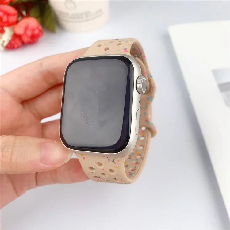 For Apple Watch Ultra 2 Ultra 49mm / Series 9 8 7 45mm / 6 5 4 SE (2022) SE (2023) SE 44mm / 3 2 1 42mm Confetti Decor Silicone Strap